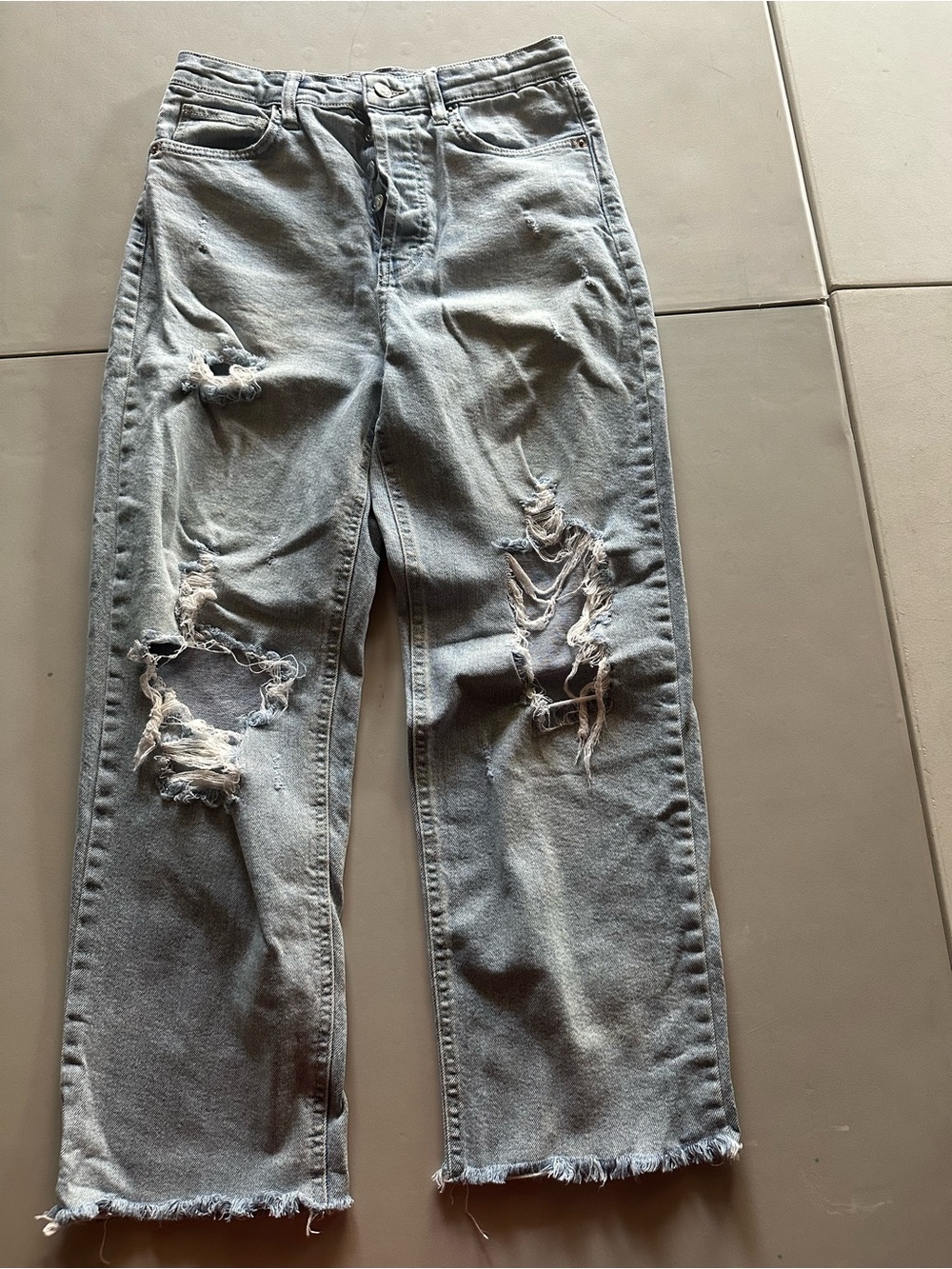 Women's Light Wash Distressed Straight Leg Jeans by Wild Fable Sz 6
